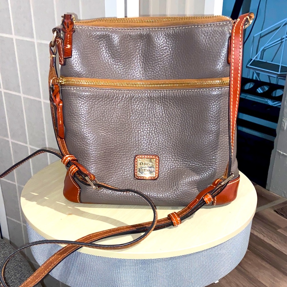 Dooney & Bourke Gray and Brown Messenger Bag